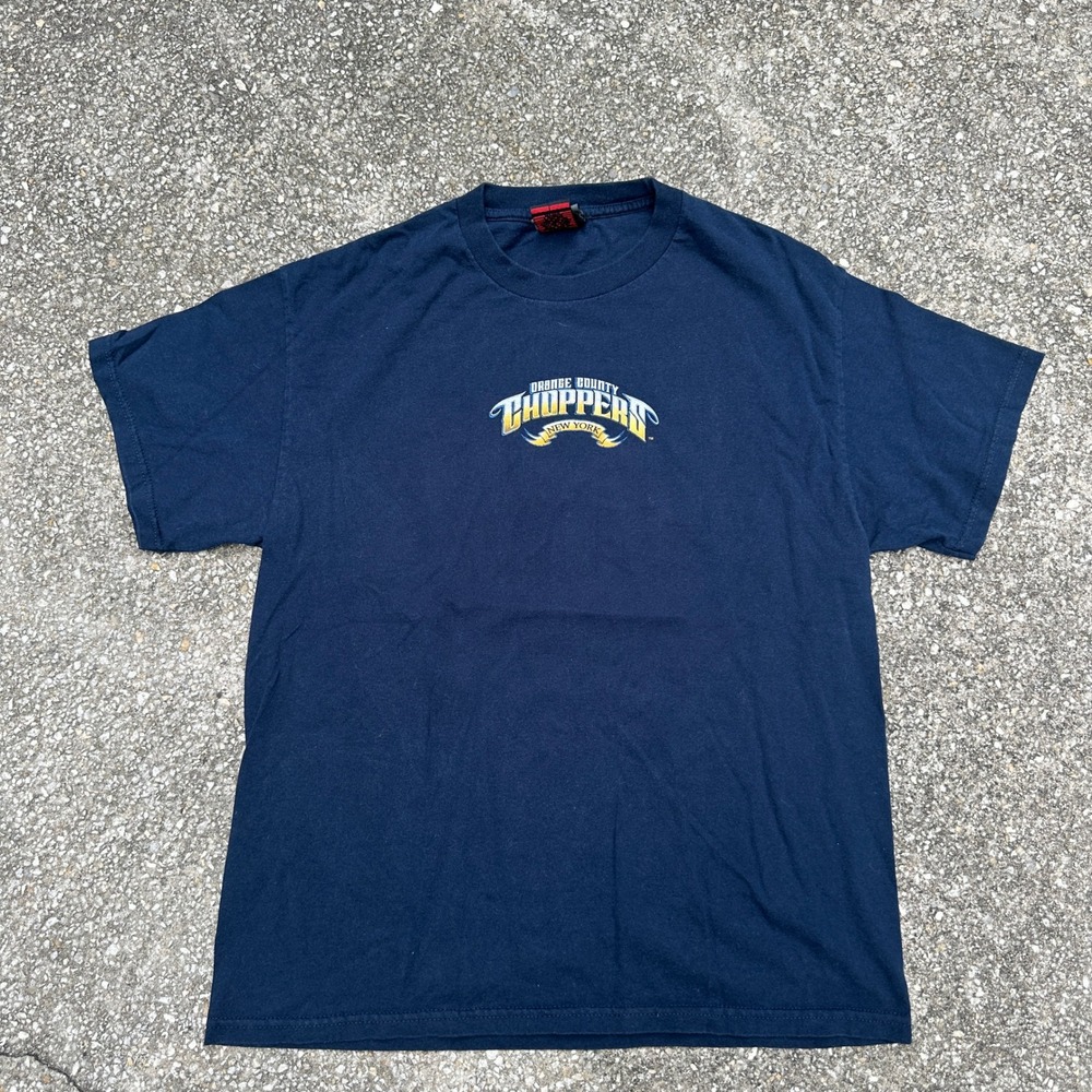 Vtg 2004 Orange County Choppers OCC New York Graphic Tee Navy Blue Mens Large